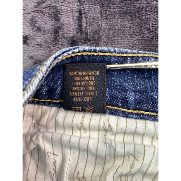 SEVEN 7 Capri Womens Size 6 Dark Wash Embroider Flap Pockets Blue Denim Jeans - Picture 13 of 13